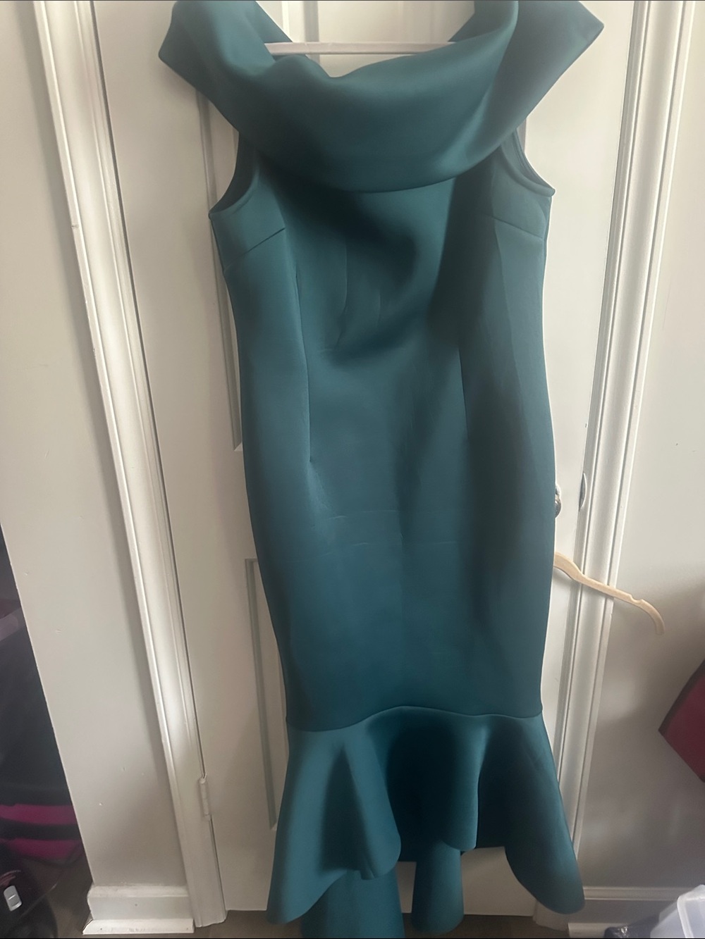 ASOS One-Shoulder Teal Mermaid-Hem Dress